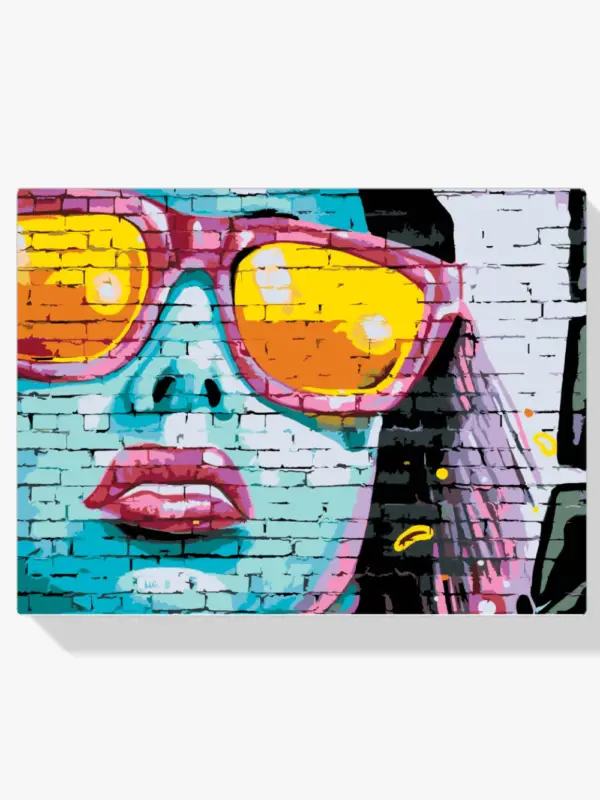 Acheter Direct Schilderen op nummer – Vrouw met roze bril - 80x80cm