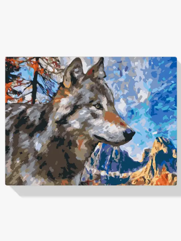 Meilleure Vente Schilderen op nummer – Wolf in de bergen - 40x40cm