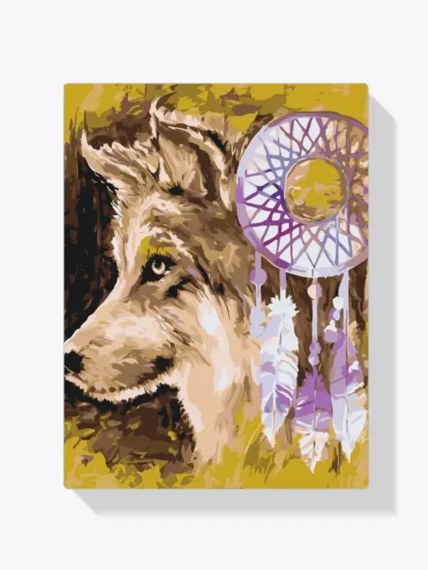 Achat Immédiat Schilderen op nummer – De wolf en de dromenvanger - 40x40cm