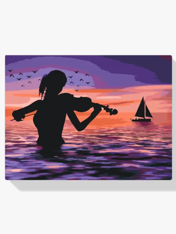 Achat Immédiat Schilderen op nummer – Een paddenstoel speler in de zee - 60x60cm