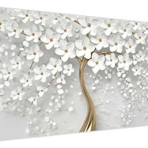 Promotion Saisonnière Schilderij - Witte boom met bloemen - Eendelig 120x80 cm