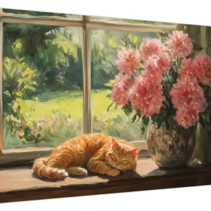 Meilleur Choix Schilderij - Kat op het raam - Eendelig 90x60 cm