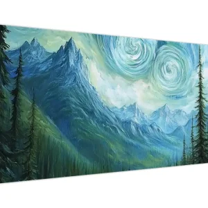 Schilderij - Landschap met een vleugje Van Gogh - Eendelig 120x50 cm Offre Limitée