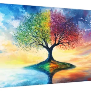 Schilderij – Geschilderde boom van de seizoenen - Eendelig 70x50 cm Prix Bas