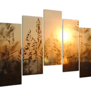 Satisfait Ou Remboursé Schilderij - Zonsopgang - Vijfdelig 125x90 cm