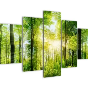 Meilleur Prix Schilderij - Ochtendschemering in het bos - Vijfdelig 150x105 cm