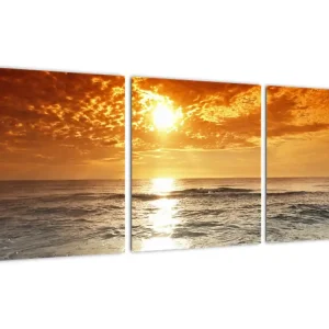 Réduction Schilderij - Zonsondergang op Corsica - Driedelig 90x30 cm