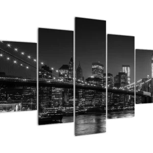 Vente Directe Schilderij - Brooklyn brug in New York - Vijfdelig 150x105 cm