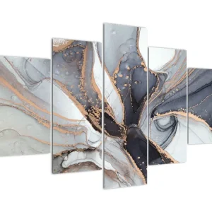 Vente Directe Schilderij - Grijze marmer - Vijfdelig 150x105 cm