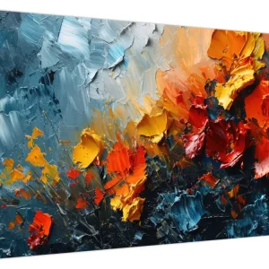 Solde Schilderij - Abstract schilderij van bloemen III. - Eendelig 90x60 cm