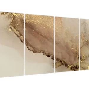 Schilderij - Gouden glinstering - Vierdelig 160x80 cm Commande En Gros