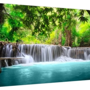 Schilderij - Waterval, turquoise - Eendelig 70x50 cm Quantité Limitée