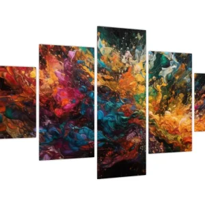 Schilderij - Kleurenabstractie II. - Vijfdelig 125x70 cm Certifié