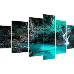 Authentique Schilderij - Turquoise meer - Zevendelig 210x100 cm