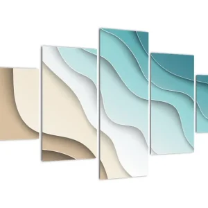 Abstract schilderij - Zeekust - Vijfdelig 125x70 cm Réduction