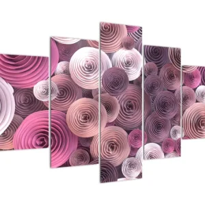 Abstract schilderij - Roosbloesems - Vijfdelig 150x105 cm Jusqu’à Épuisement Des Stocks