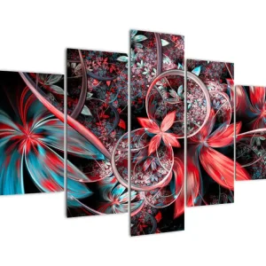 Abstract schilderij - Exotische bloemen - Vijfdelig 150x105 cm Offre Limitée