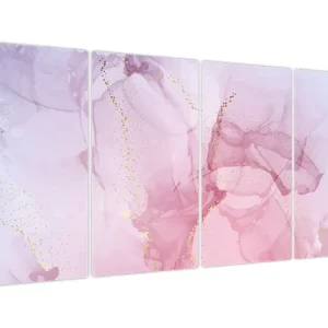 Soldes Schilderij - Roze vlekken - Vierdelig 160x80 cm