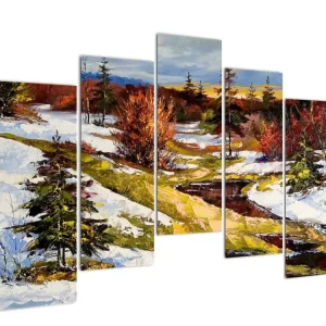 Soldes Schilderij - Aankomst van de lente - Vijfdelig 125x90 cm