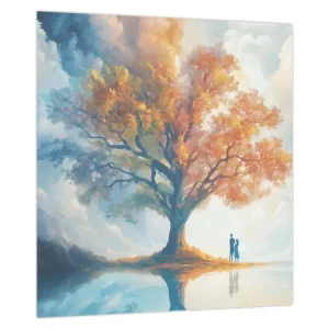 Schilderij – Levensboom van liefde - Eendelig 30x30 cm Offre Spéciale