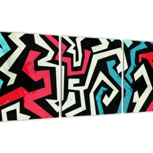 Soldes Schilderij - Grafische abstractie - Driedelig 90x30 cm