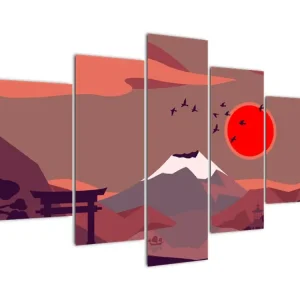 Achetez Aujourd’hui Schilderij - Tekening van de berg Fuji - Vijfdelig 150x105 cm