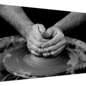 Zwart-wit schilderij - Productieproces van keramiek - Eendelig 120x80 cm Acheter Direct