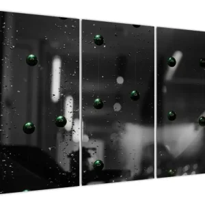 Abstract schilderij - Groene balletjes - Driedelig 120x80 cm Super Prix