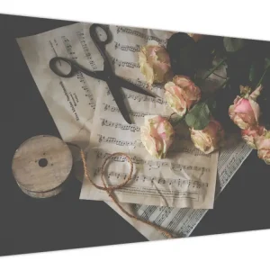 Solde Schilderij - Noten en rozen - Eendelig 120x80 cm