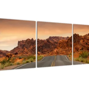 Acheter Direct Schilderij - Weg en rotsen - Driedelig 120x40 cm