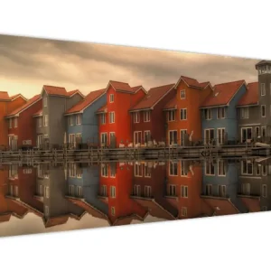 Solde Schilderij - Kleurijke huizen - Eendelig 120x50 cm