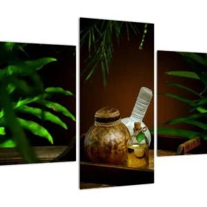 Vente Directe Schilderij - Spa accessoires - Driedelig 90x60 cm