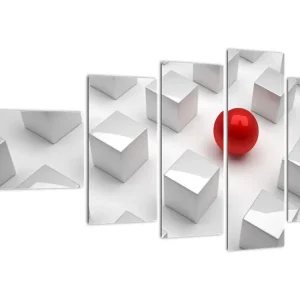 Top Vente Abstract schilderij - Kubus met bal - Vijfdelig 110x60 cm