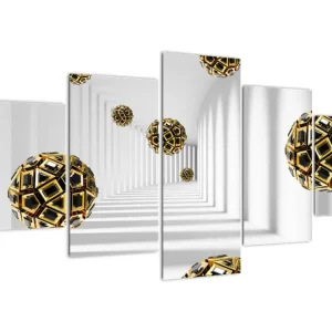 Abstract schilderij - Voetballen - Vijfdelig 150x80 cm Commander Vite