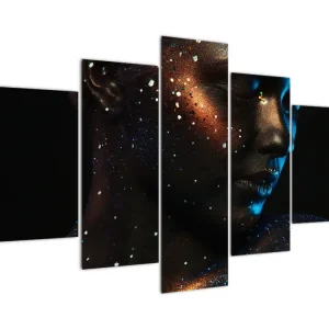 Authentique Glinsterend schilderij - Vrouw - Vijfdelig 150x105 cm