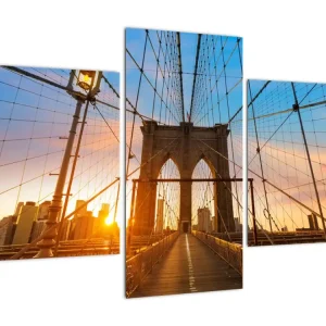 Vente Flash Schilderij - Brooklyn Bridge, Manhattan, New York - Driedelig 90x60 cm