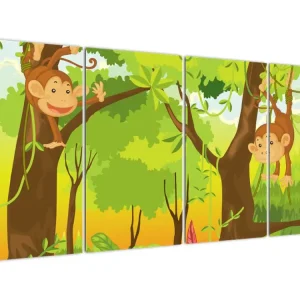 Schilderij - Aapjes - Vierdelig 160x80 cm Remise