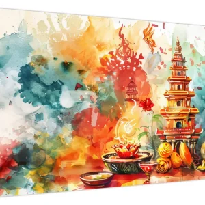 Acheter Direct Schilderij - Aquarel illustratie - Eendelig 90x60 cm