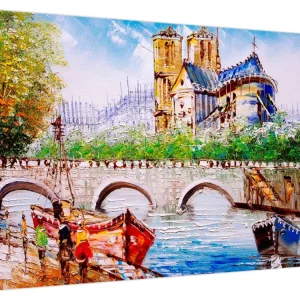 Vente Directe Schilderij - Olieverfschilderij van de stad - Eendelig 70x50 cm