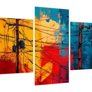 Acheter Direct Schilderij - Abstracte elektrische bedrading - Driedelig 90x60 cm