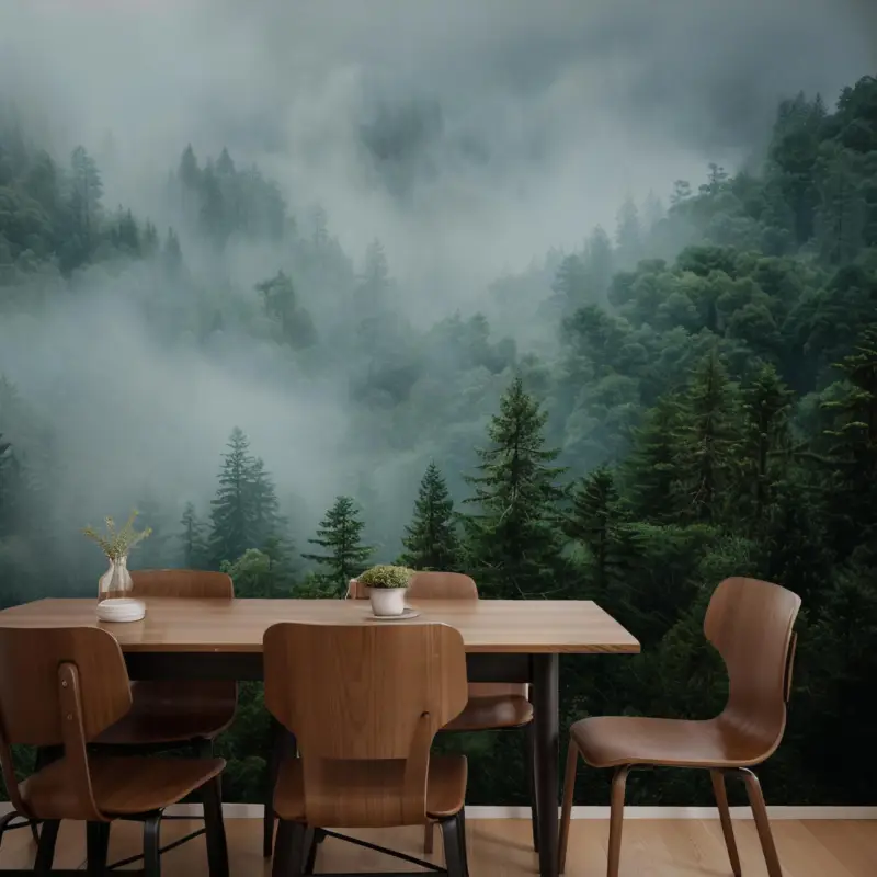 Fotobehang - Bos in de mist II Acheter Direct