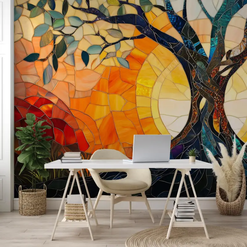 Fotobehang - Mozaïek - zon en boom I. Meilleur Choix