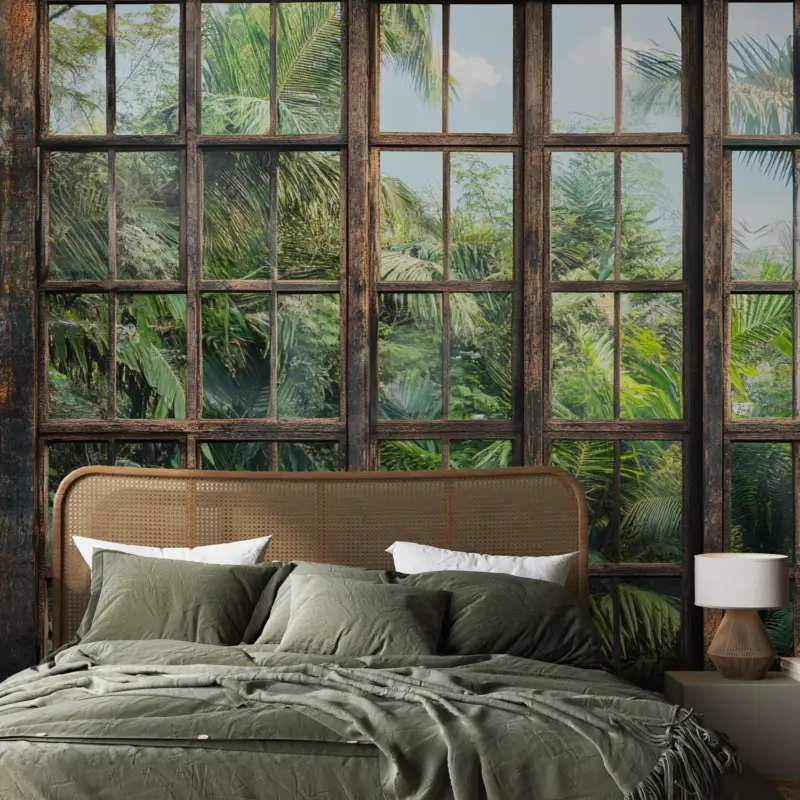 Fotobehang - Raam naar de jungle Retour Gratuit