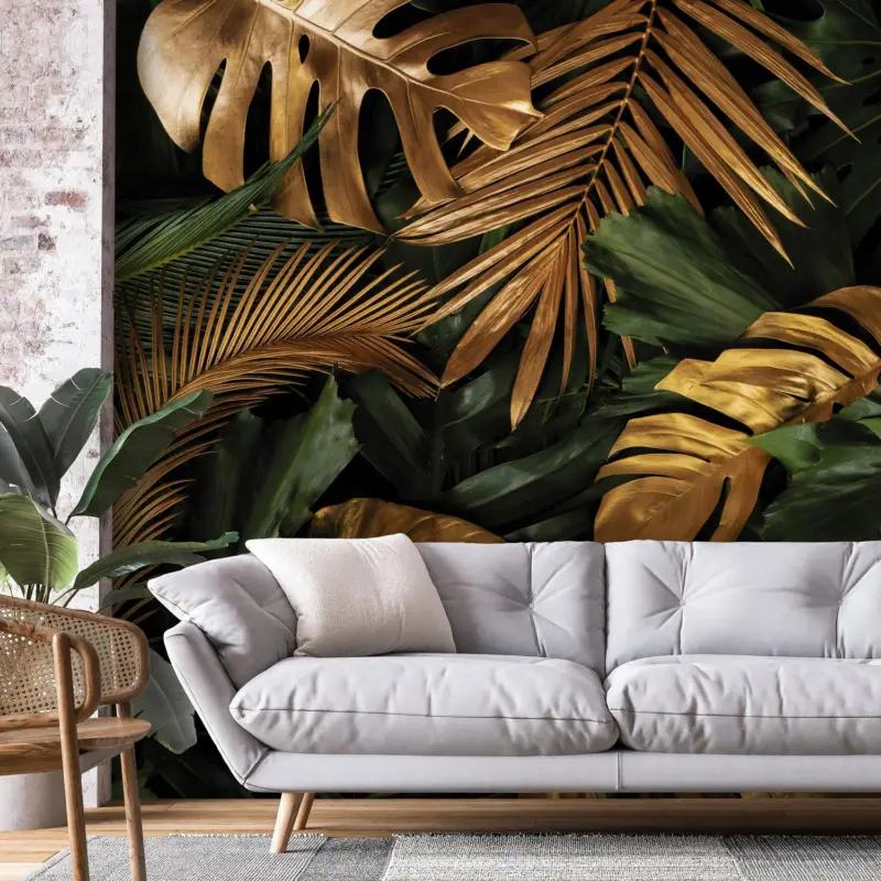 Authentique Fotobehang - Gouden bladeren