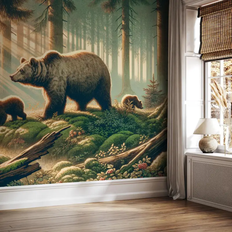 Retour Gratuit Fotobehang - Beren in het bos