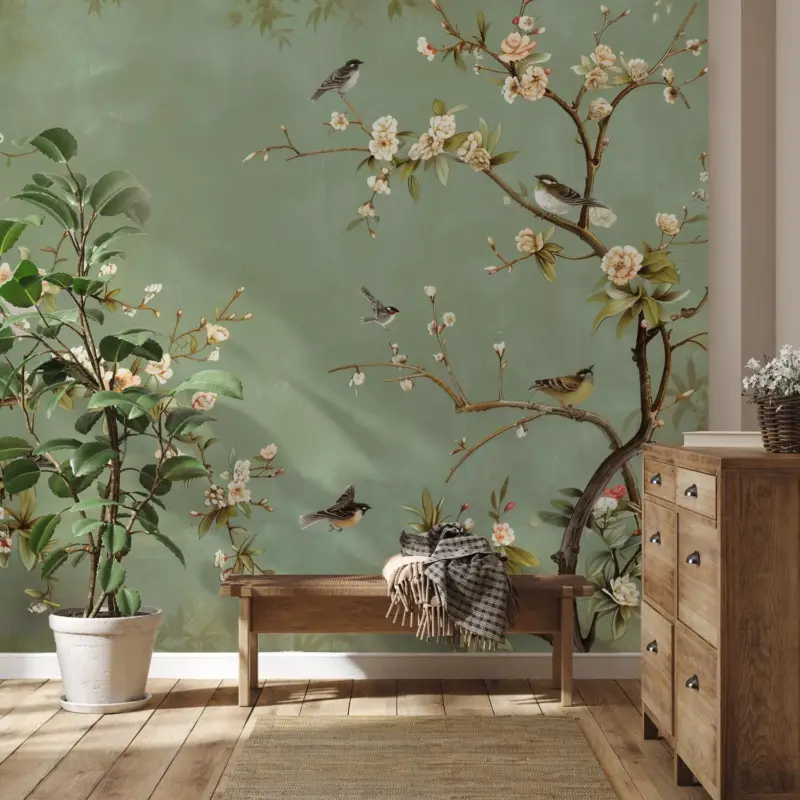 Usine Directe Fotobehang - Vogels en bloemen