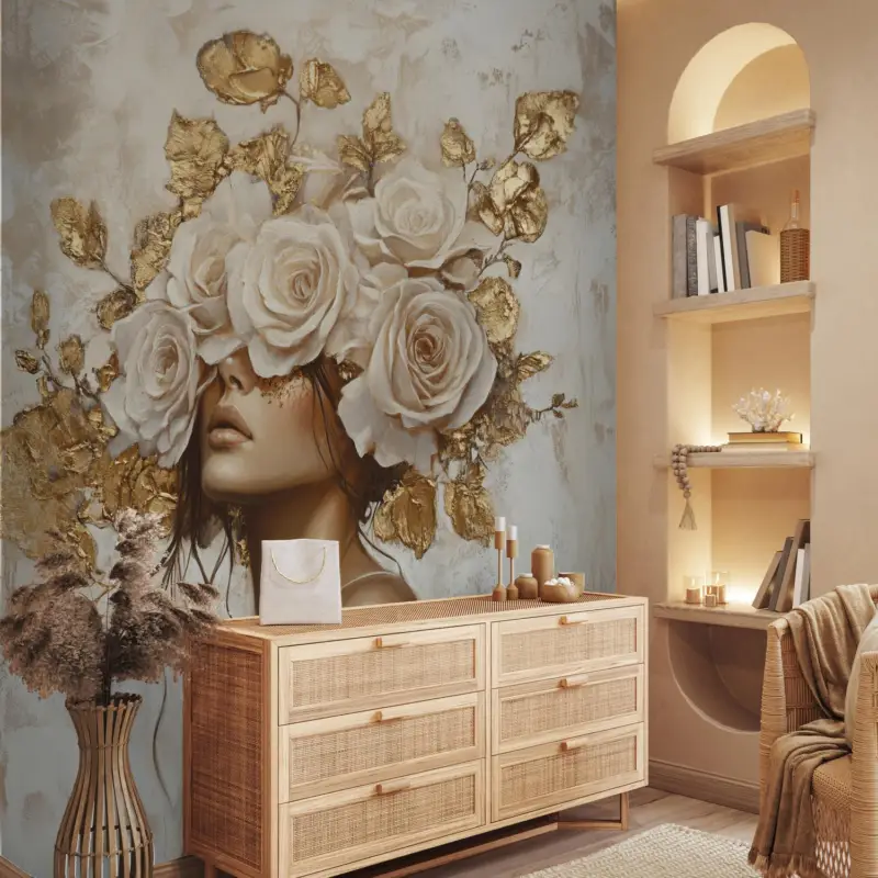 Acheter En Ligne Fotobehang - Meisje met rozen