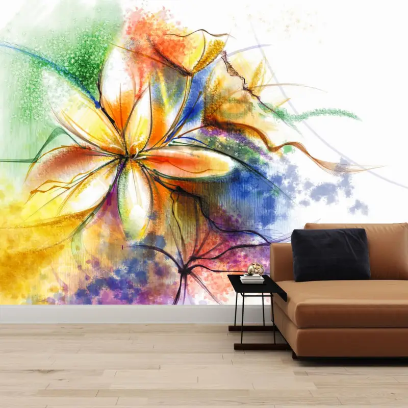 Retour Gratuit Fotobehang - Abstractie, gele bloem