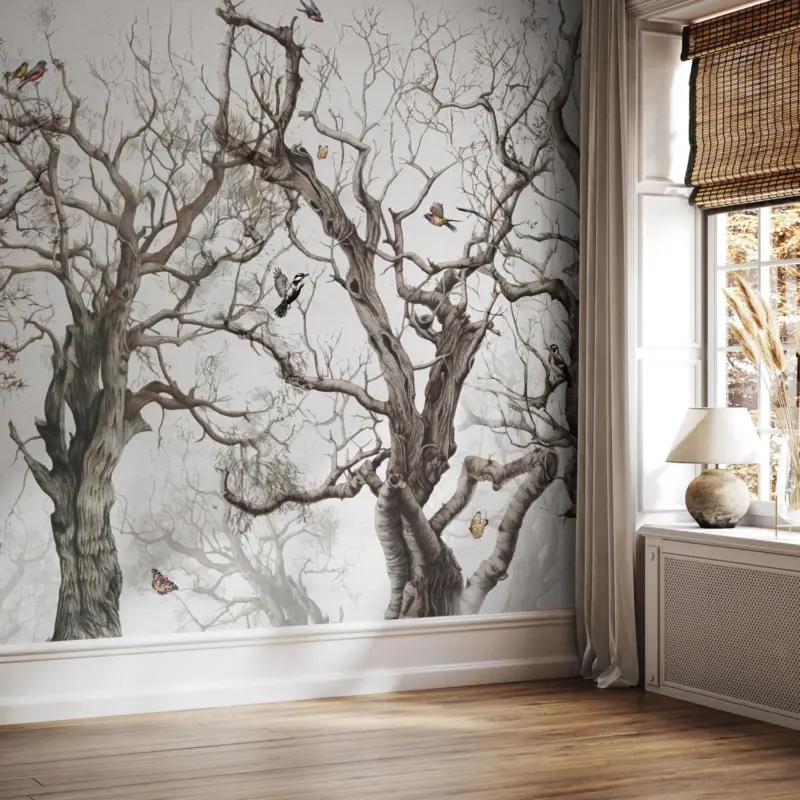 Achat Immédiat Fotobehang - Vogels in de bomen