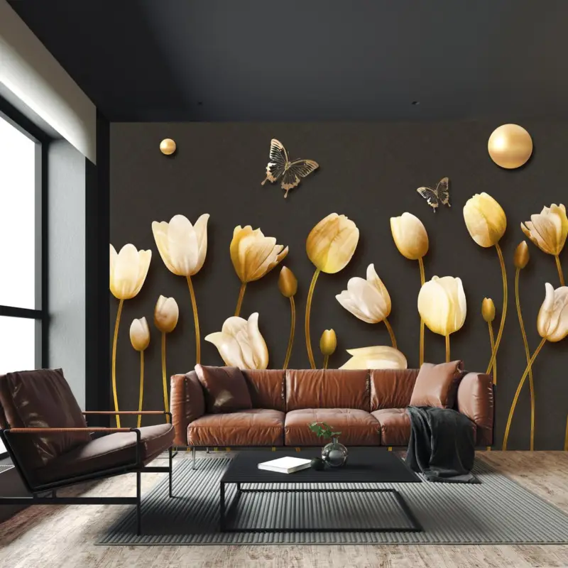 Super Prix Fotobehang - Gouden tulpen